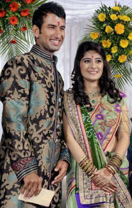 Cheteshwar Pujara and Pooja Pabari