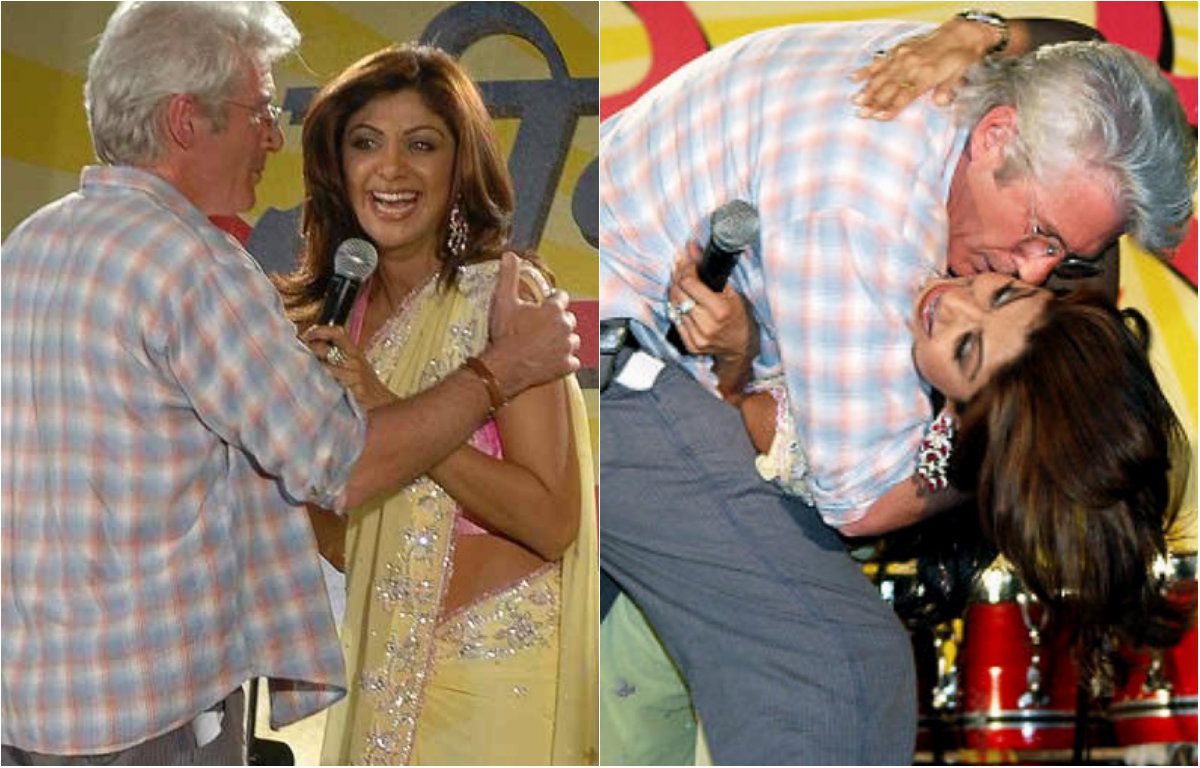 Actor Richard Gere kisses Shilpa Shetty in front of public Bollywood Celebrity Scandals