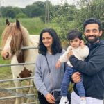 Ajinkya Rahane with daughter Aarya Rahane-and-wife-Radhika-Dhopavkar