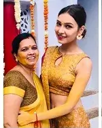 Vijaya Sharma with mother Rajni Sharma