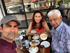 pooja kaif with husband mohammad kaif and father prem yadav