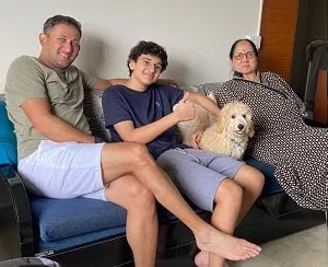 ajit agarkar with son and mother