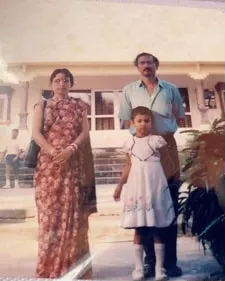mouni roy childhood picture with parents