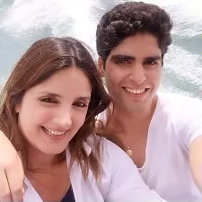 simone khan arora with son yuraaj arora