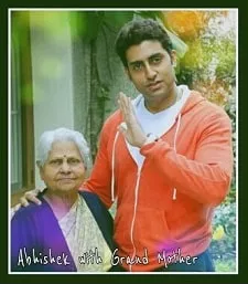 abhishek bachchan with grand mother indira bhaduri