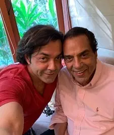 bobby deol with father dharmendra