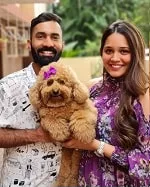 dinesh and dipika with pet dog coco chanel karthik