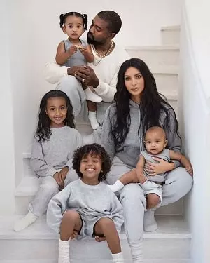 kim kardashian and kanye west with their children
