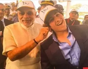 aarav sharing a light moment with pm modi