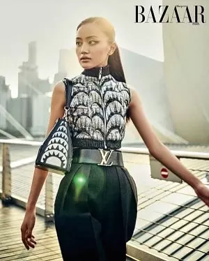 andrea kevichusa on the cover of harpers bazaar india