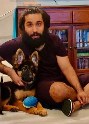 mayank pahwa with his pet dog loki