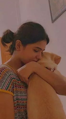 pooja pandey with her pet dog AJ