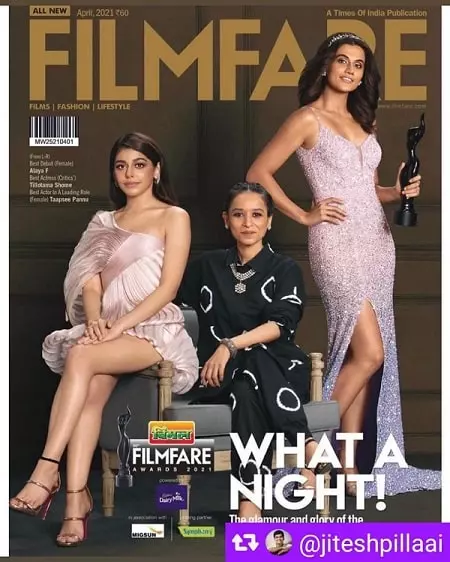 tillotama shome, alaya f and taapsee pannu on filmfare cover in april-2021