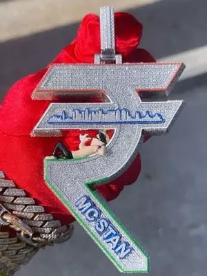 mc stan's diamond chain with rupee symbol