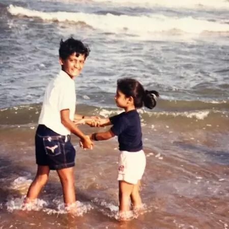mithali raj enjoying on the beach with brother mithun raj as kids