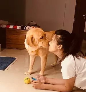 triveni barman with her pet dog bling