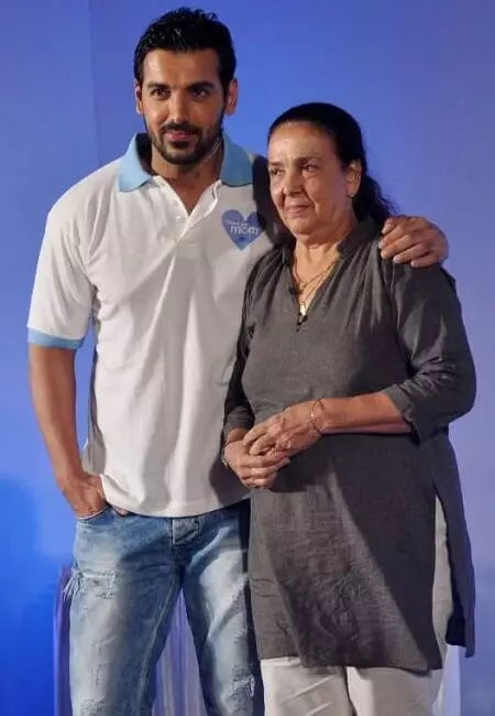 john abraham with his mother firoza irani