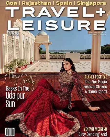 athiya shetty on the cover page of travel and leisure magazine