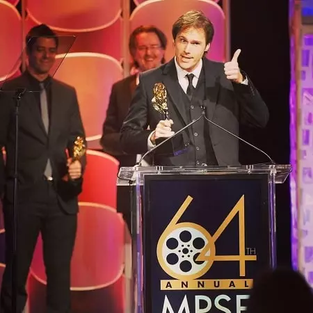 csaba wagner receiving an award at mpse golden reel awards