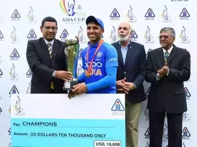 dhruv jurel with asia cup trophy