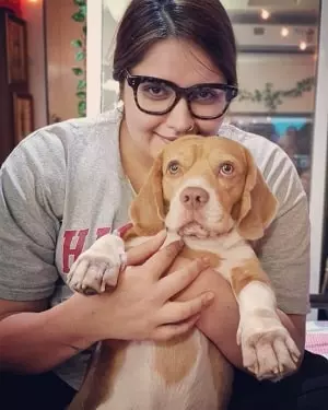 anjali anand with her pet dog
