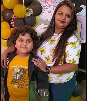 Heet Sharma with his mother