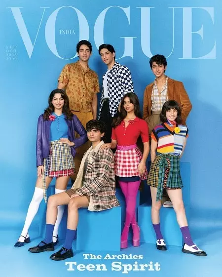 the cast of the archies on cover page of vogue
