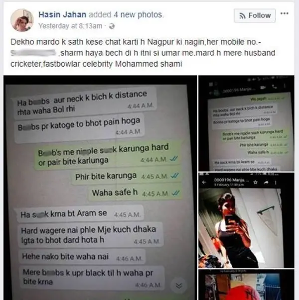 hasin jahan shared whatsapp chats