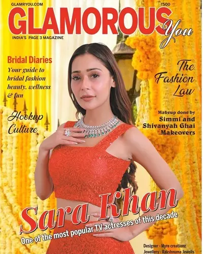 sara khan on the cover page of glamorous you