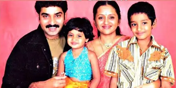 childhood picture of roshan kanakala with sister manaswini and parents rajeev and suma