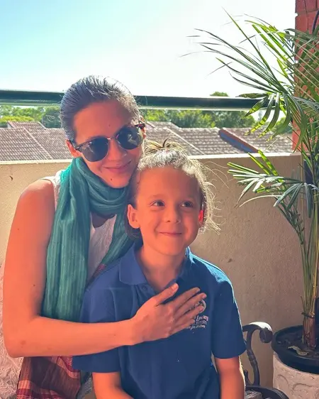 isha sharvani with her son luca issaro