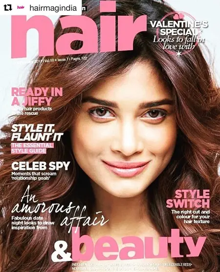 sushrii shreya mishraa on the cover of hair and beauty magazine