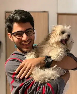 tanish neeraj with his pet dog