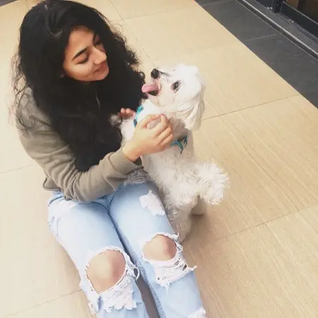 Devangshi Sen with her pet dog