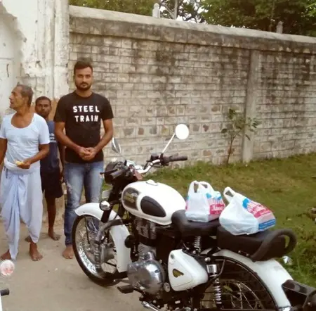 Akash Deep with his royal enfield classic 350