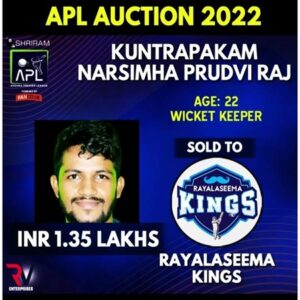 KN Prudhviraj Cricketer Wiki Age Teams Father Family Education Kn Prudhviraj Bought By Rayalaseema Kings 300x300 