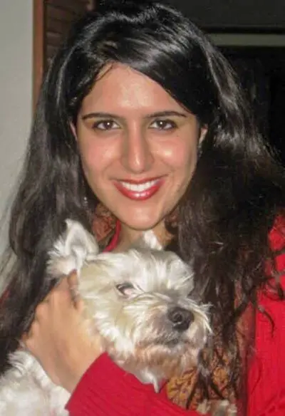 krystle kaul with her pet dog