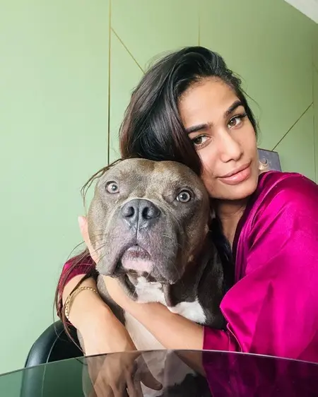 poonam pandey with her pet dog