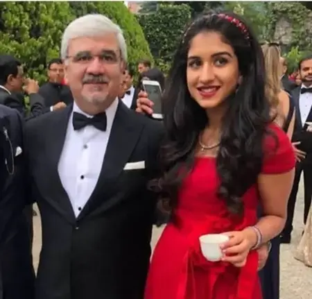 radhika merchant with father viren merchant