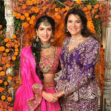 radhika merchant with mother shaila merchant