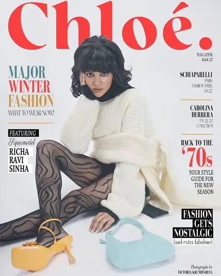 richa ravi sinha on the cover page of chloe magazine
