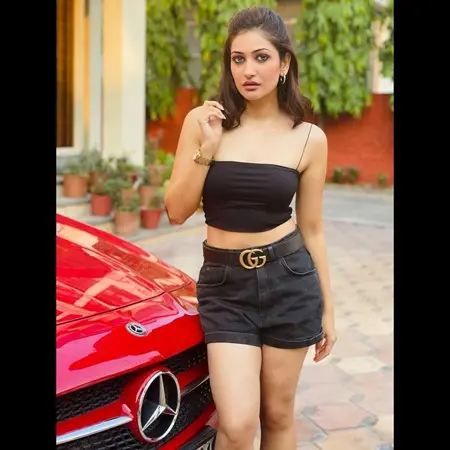 surilie gautam with her mercedes