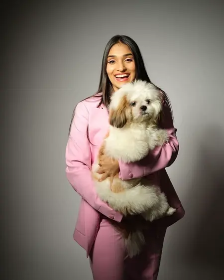 tasheen rahimtoola with her pet dog