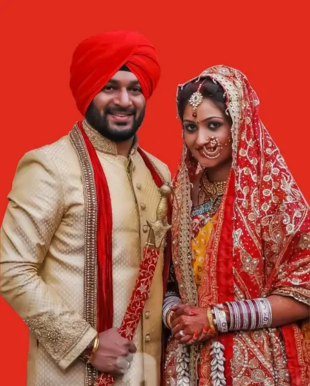 wedding picture of surilie gautam and jasraj singh bhatti