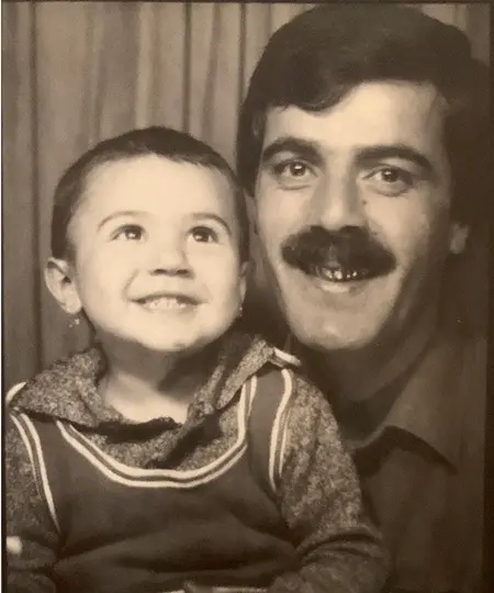 childhood picture of oksana rasulova with father eyvaz