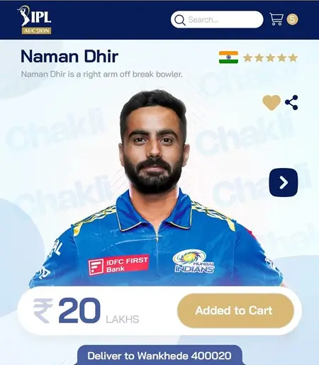 Naman Dhir bought by Mumbai Indians