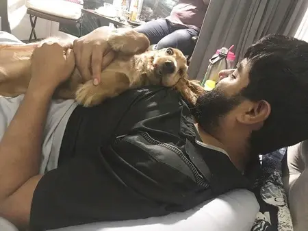 siddharth chopra with pet dog bailey chopra