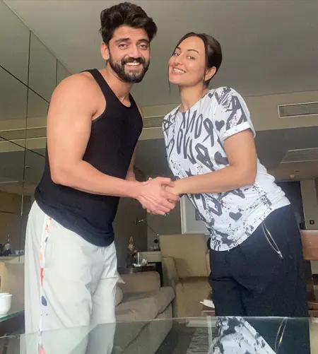 zaheer iqbal with wife sonakshi sinha