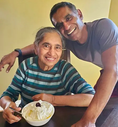captain vinod nair with his mother